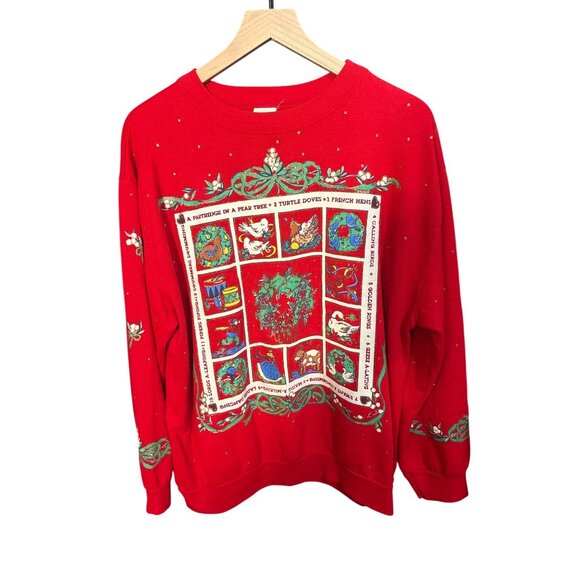 Vintage Holiday Time Red Christmas Sweater L - Picture 1 of 5